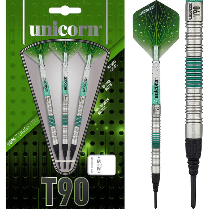 T90 CORE XL GREEN - 90% TUNGSTEN SOFT TIP DARTS 19G